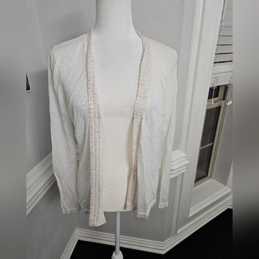 Jones new york collection Cardigan large white and gold